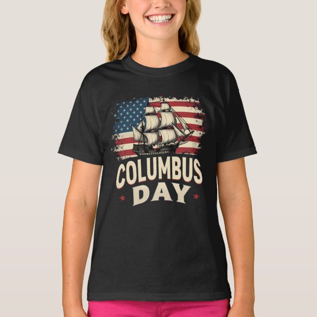 T-shirt Joyeux Columbus Day of Exploration and Reflection (Devant)