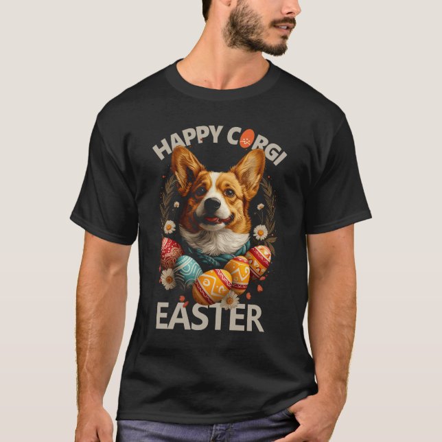 T-shirt Joyeux Corgi Pâques (Devant)