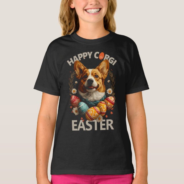 T-shirt Joyeux Corgi Pâques (Devant)