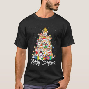 T-shirt Joyeux Corgmas Arbre de Noël de Corgi Lumières Fée