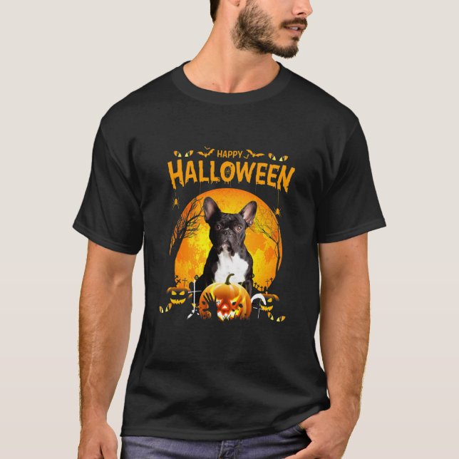 T-shirt Joyeux costumes Citrouilles de chien d'Halloween B (Devant)