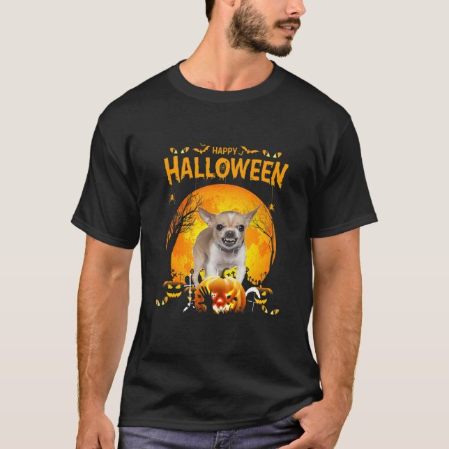 T-shirt Joyeux costumes Citrouilles de Chihuahua pour Hall (Devant)
