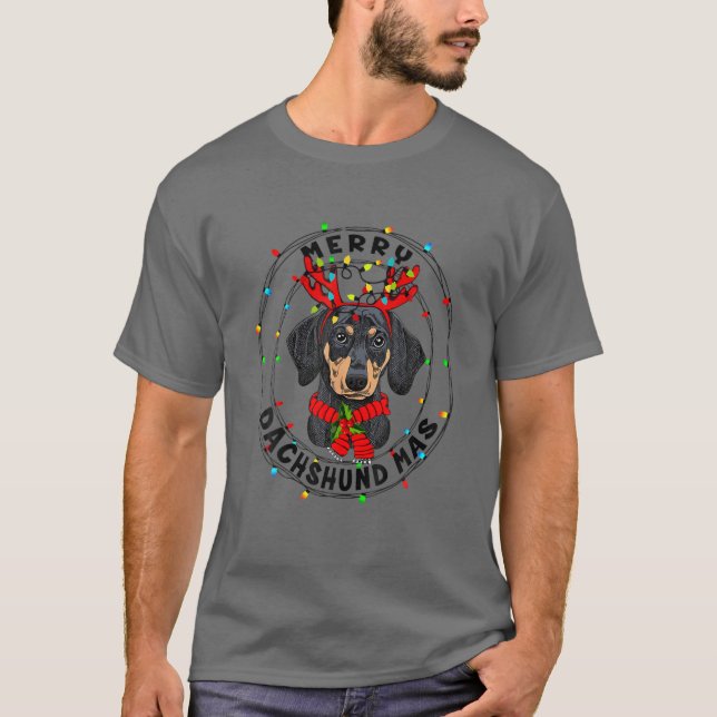 T-shirt Joyeux Dachshundmas Joyeux Dachshund Reind (Devant)