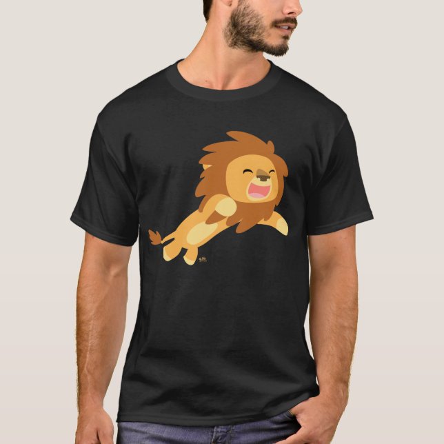 T-shirt joyeux de lion de bande dessinée (Devant)