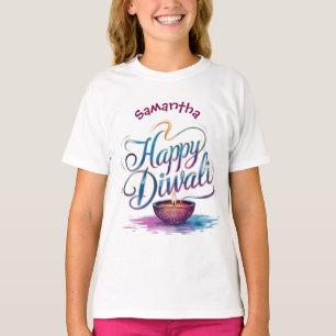 T-shirt Joyeux Diwali personnalisable blanc 