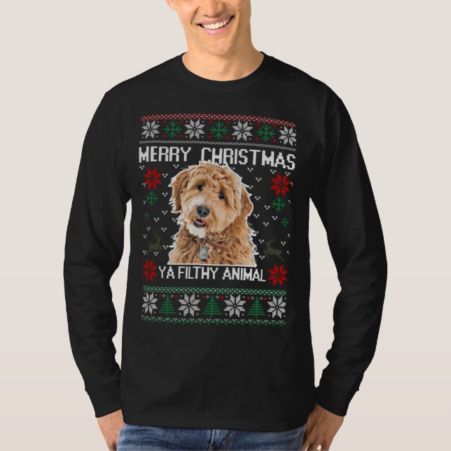 T-shirt Joyeux Dogmas Golden Doodle Chien Funny Christmas  (Devant)