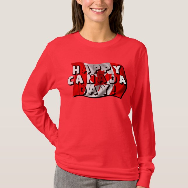 T-shirt Joyeux drapeau de la fête du Canada avec drapeau c (Devant)