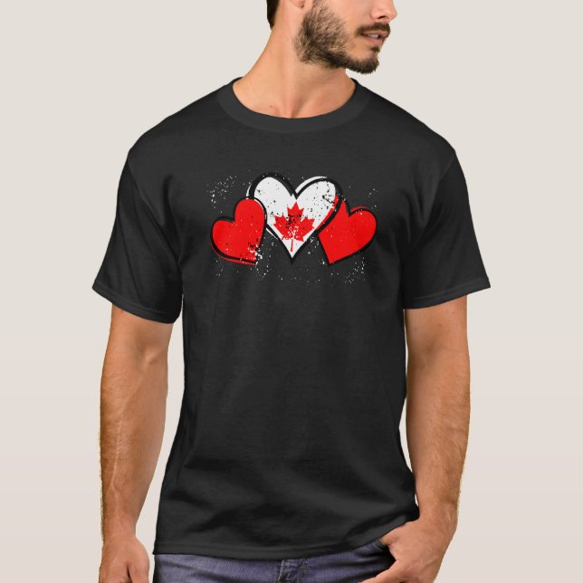 T-shirt Joyeux drapeau du coeur de la fête du Canada Canad (Devant)