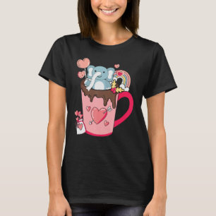 T-shirt Joyeux Eléphant de la Journée des Valentines roses