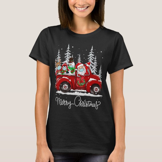 T-shirt Joyeux Escadron de Noël Père Noël Masque Visage Ca (Devant)