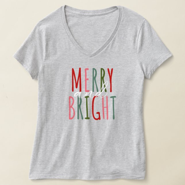 T-shirt Joyeux et brillant Noël Festif vacances (Poser)