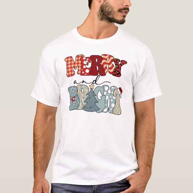 T-shirt Joyeux et brillant Noël-Joyeux Noël-Amusant (Devant)
