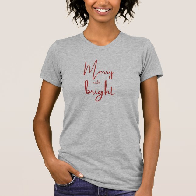 T-shirt Joyeux et brillant Rouge moderne femmes Noël T-Sh (Devant)