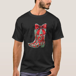 T-shirt Joyeux Et Lumineux Cowgirl Boot Christmas Western