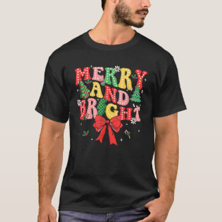 T-shirt Joyeux et lumineux Joyeux Noël Coquette Bow Girl