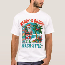 T-shirt Joyeux et lumineux, style de plage - Festive Noël