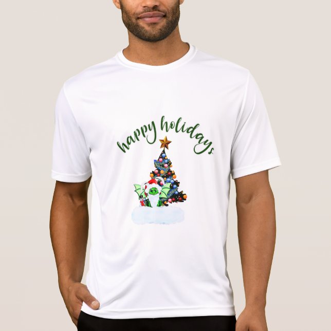 T-shirt Joyeux et Noël magique avec un Twist Dragon (Devant)