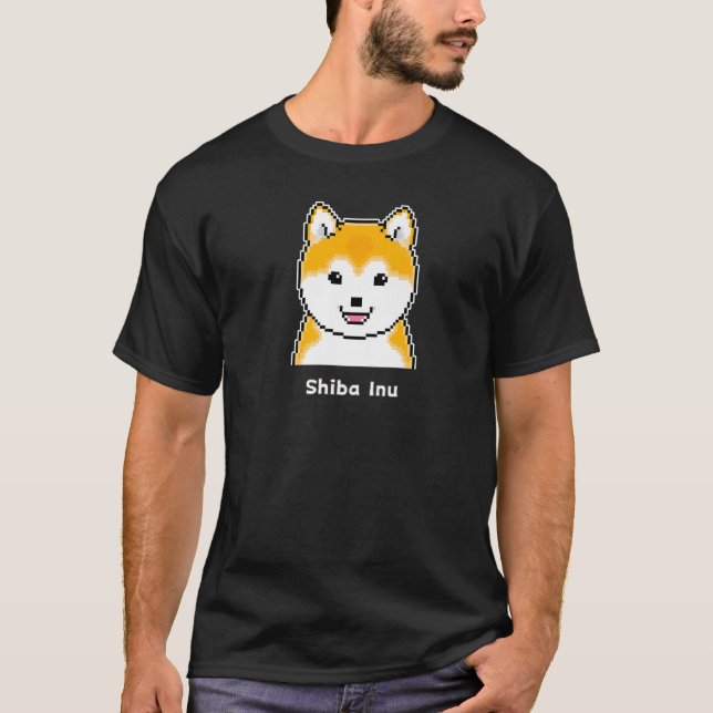 T-shirt Joyeux face ronde Shiba Inu Pixel Art Premium (Devant)