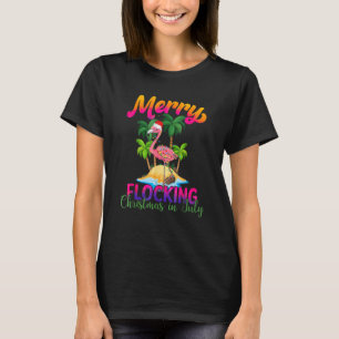 T-shirt Joyeux Festivage Noël En Juillet Flamant rose Été