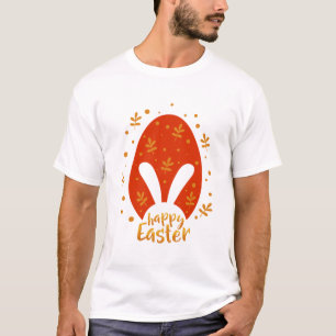 T-shirt Joyeux feuilles et oeuf de Pâques, mignon lapin de
