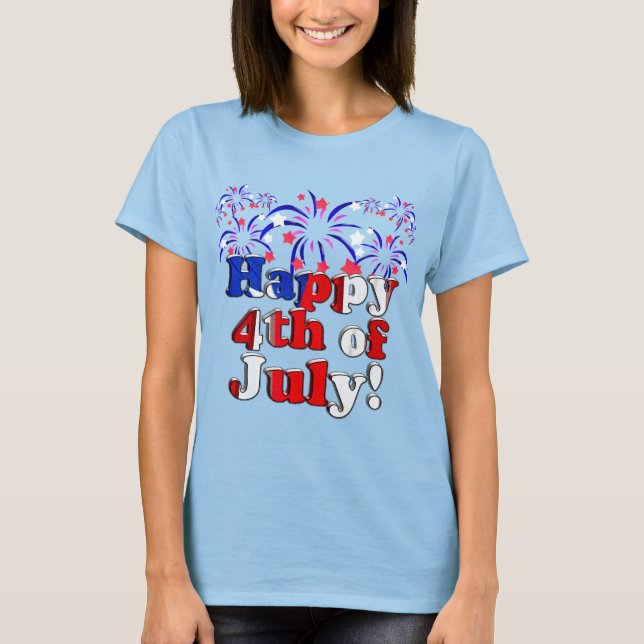 T-shirt Joyeux feux d'artifice 4 juillet (Devant)