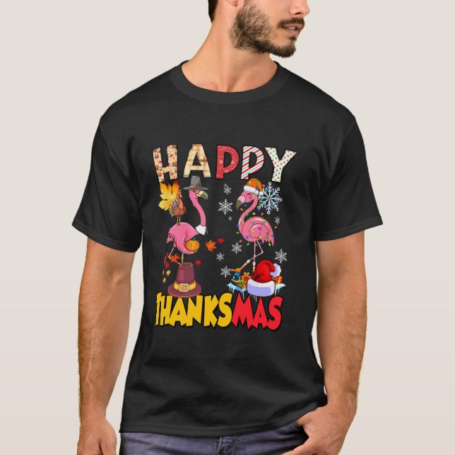 T-shirt Joyeux Flamant rose de Noël de Thanksgiving MerciM (Devant)
