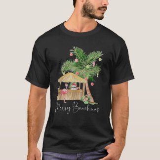 T-shirt Joyeux Flamant rose rose hawaïen Palm Tree Ch