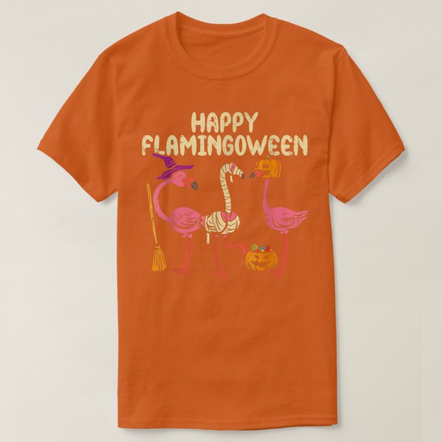 T-shirt Joyeux Flamingoween sorcière Citrouille maman Flam (Design devant)