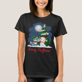 T-shirt Joyeux Fluffmas Cute Chat Noël