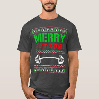 T-shirt Joyeux Gainzmas Gym Lifting Poids Lifter Ugly Chri