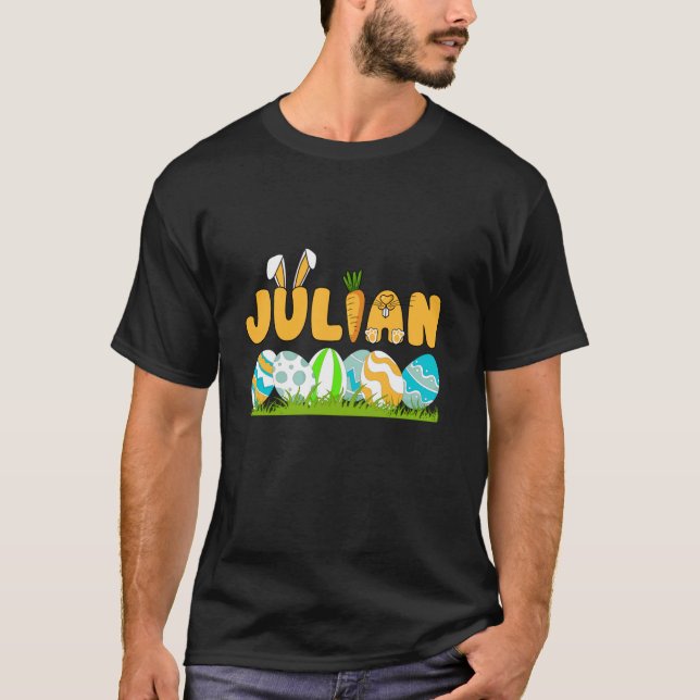 T-shirt Joyeux garçons de Pâques Hommes Nom personnalisé J (Devant)