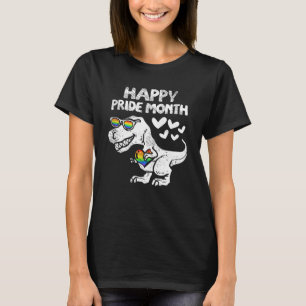 T-shirt Joyeux Gay pride LGBT Mois Trex Dinosaur Rainbow F