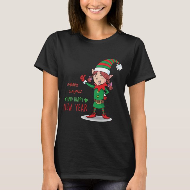 T-shirt Joyeux Gaymas fille Elf (Devant)