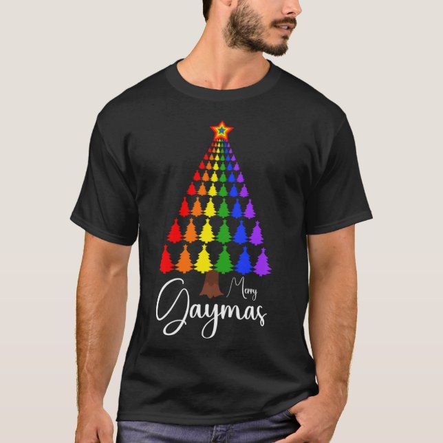 T-shirt Joyeux Gaymas Noël Père Noël Human LGBT Gay pride (Devant)