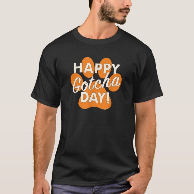 T-shirt Joyeux Gotcha Day Orange Chien Empreinte de patte  (Devant)