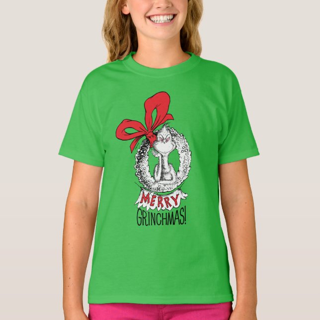 T-shirt Joyeux Grinchmas Wreath Grinch (Devant)