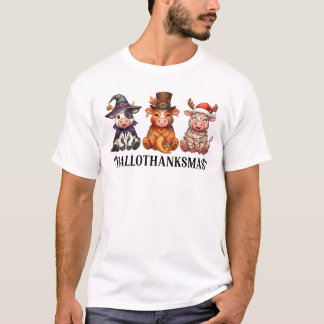 T-shirt Joyeux Hallothankmas Highland Cow