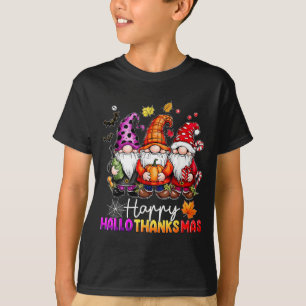 T-shirt Joyeux Hallothanksmas Amoureux des Gnomes Hallowee