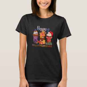 T-shirt Joyeux Hallothanksmas Café Latte Halloween Merci