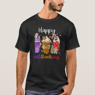 T-shirt Joyeux Hallothanksmas Café Latte Halloween Merci