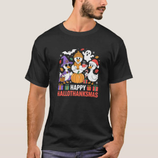 T-shirt Joyeux Hallothanksmas Canard Oie Animal Cute Fête