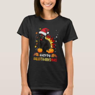 T-shirt Joyeux Hallothanksmas Chat Noir Halloween Thanksg