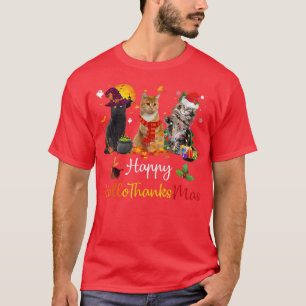 T-shirt Joyeux Hallothanksmas Chats Lover Halloween Joyeux