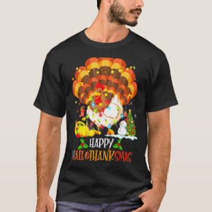T-shirt Joyeux Hallothanksmas Citrouille Dinde Père Noël P