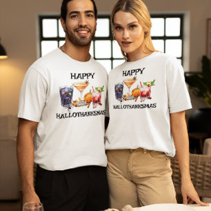 T-shirt Joyeux Hallothanksmas Cocktails Fête de Fête
