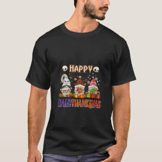 T-shirt Joyeux Hallothanksmas Drôles de Gnomes Sorcière Ch