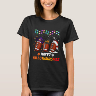 T-shirt Joyeux Hallothanksmas Football Halloween Thanksgiv