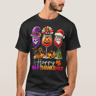 T-shirt Joyeux Hallothanksmas Halloween Thanksgiving Chris