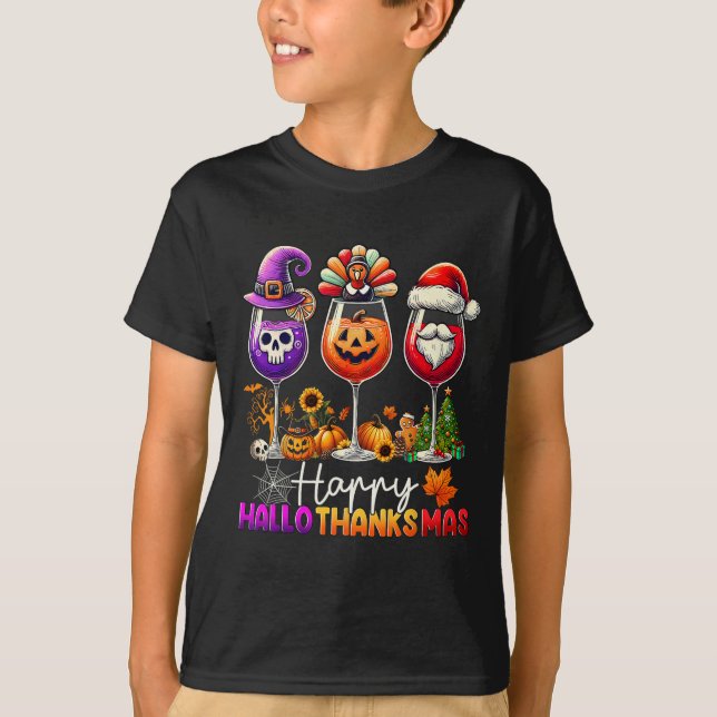 T-shirt Joyeux Hallothanksmas Halloween Thanksgiving Chris (Devant)