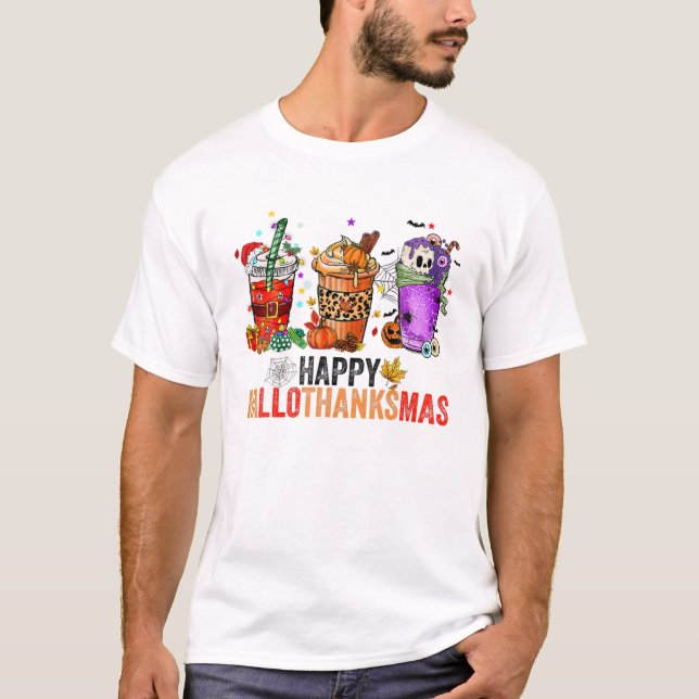 T-shirt Joyeux Hallothanksmas Halloween Thanksgiving Chris (Devant)